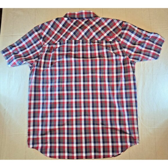 Marmot Men’s Plaid Shirt L Red/Blue Short Sleeve Button Up Outdoor Hiking Casual - Picture 5 of 14